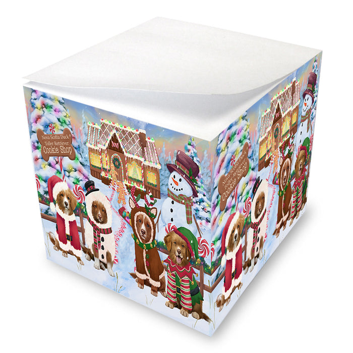 Holiday Gingerbread Cookie Shop Nova Scotia Duck Toller Retrievers Dog Note Cube NOC54577