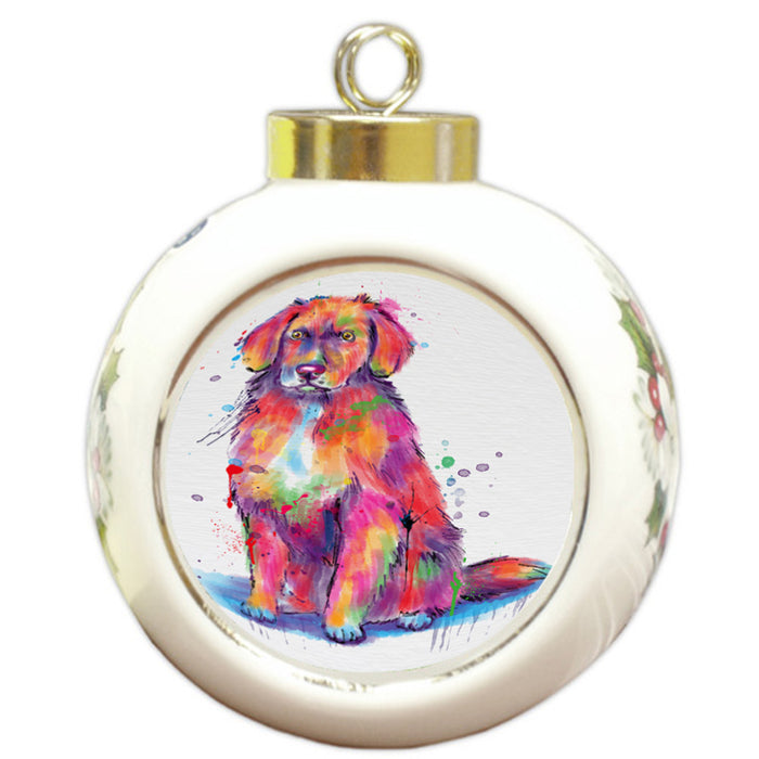 Watercolor Nova Scotia Duck Toller Retriever Dog Round Ball Christmas Ornament RBPOR58330
