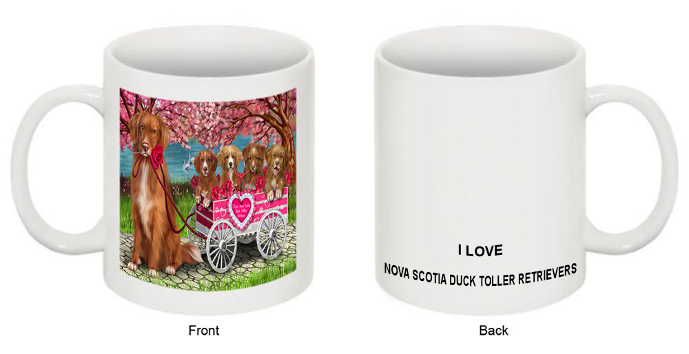 I Love Nova Scotia Duck Toller Retriever Dogs in a Cart Coffee Mug MUG52517