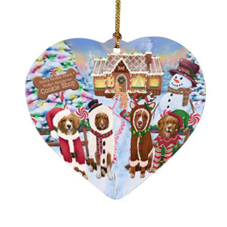 Holiday Gingerbread Cookie Shop Nova Scotia Duck Toller Retrievers Dog Heart Christmas Ornament HPOR56861