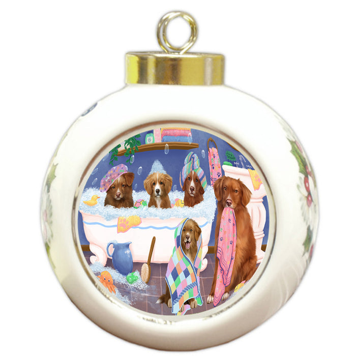Rub A Dub Dogs In A Tub Nova Scotia Duck Toller Retrievers Dog Round Ball Christmas Ornament RBPOR57160