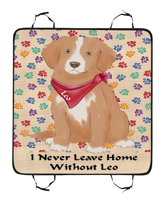 Personalized I Never Leave Home Paw Print Nova Scotia Duck Toller Retriever Dogs Pet Back Car Seat Cover