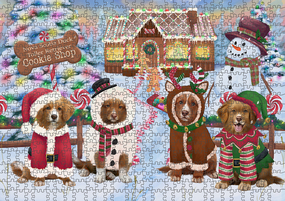 Holiday Gingerbread Cookie Shop Nova Scotia Duck Toller Retrievers Dog Puzzle  PUZL94220