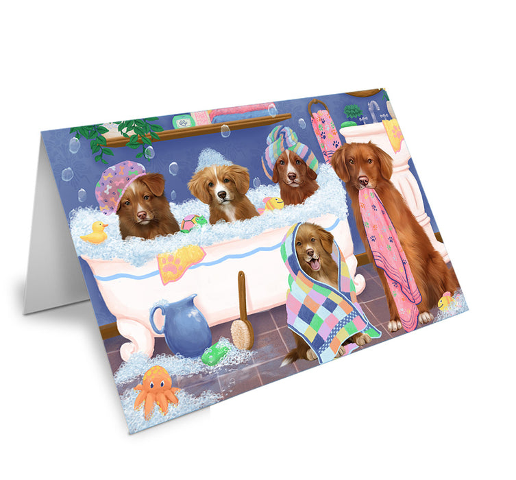Rub A Dub Dogs In A Tub Nova Scotia Duck Toller Retrievers Dog Handmade Artwork Assorted Pets Greeting Cards and Note Cards with Envelopes for All Occasions and Holiday Seasons GCD74927