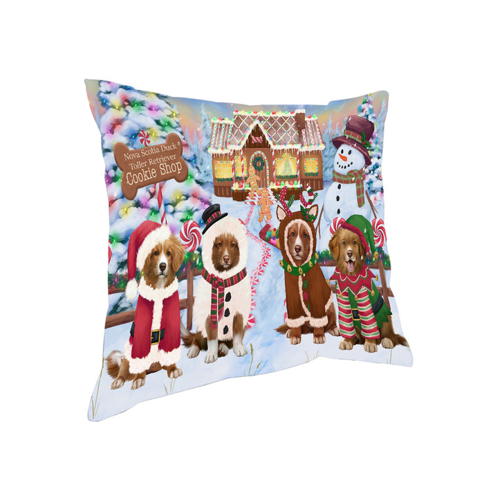 Holiday Gingerbread Cookie Shop Nova Scotia Duck Toller Retrievers Dog Pillow PIL80312