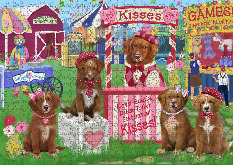 Carnival Kissing Booth Nova Scotia Duck Tolling Retrievers Dog Puzzle with Photo Tin PUZL91840
