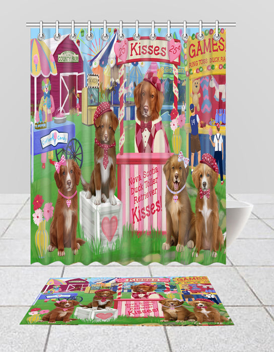 Carnival Kissing Booth Nova Scotia Duck Toller Retriever Dogs  Bath Mat and Shower Curtain Combo