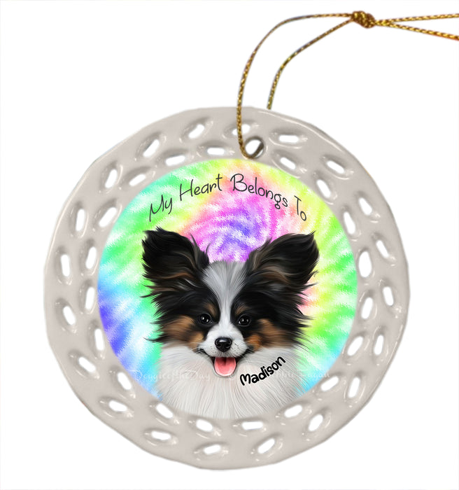 Add Your PERSONALIZED PET Painting Portrait on Tie Dye Ceramic Doily Ornament