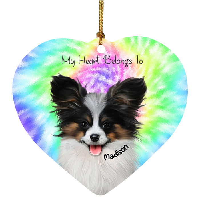 Custom Add Your Photo Here PET Dog Cat Photos on Tie Dye Heart Christmas Ornament