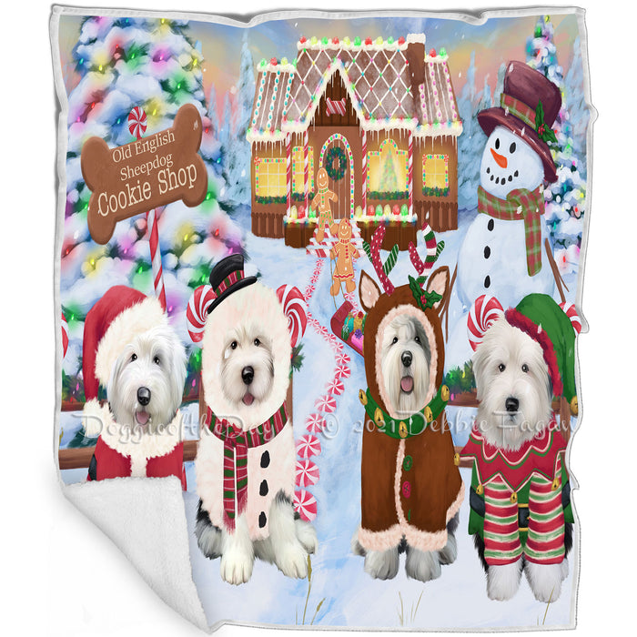 Holiday Gingerbread Cookie Shop Old English Sheepdogs Blanket BLNKT127974