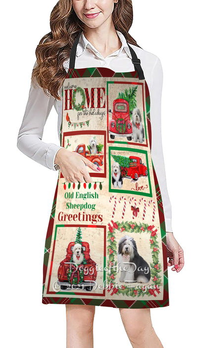 Welcome Home for Holidays Old English Sheepdogs Apron Apron48430