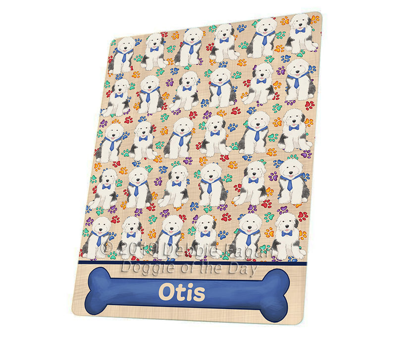 Rainbow Paw Print Old English Sheepdogs Blanket BLNKT136218