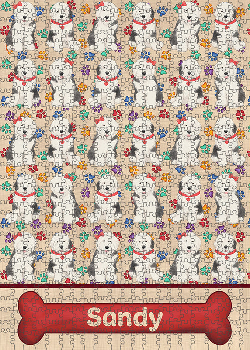 Rainbow Paw Print Old English Sheepdogs Puzzle with Photo Tin PUZL97896