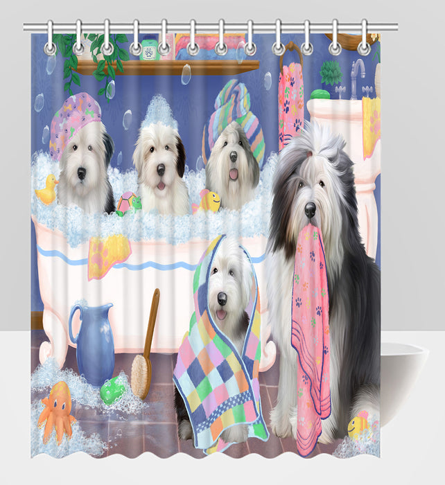 Rub A Dub Dogs In A Tub Old English Sheepdogs Shower Curtain