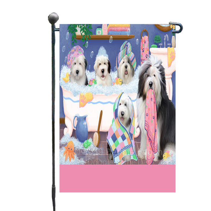 Personalized Rub A Dub Dogs In A Tub Old English Sheepdogs Custom Garden Flag GFLG64892