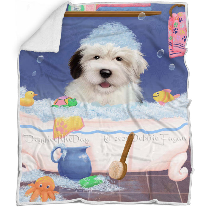 Rub A Dub Dog In A Tub Old English Sheepdog Blanket BLNKT143112
