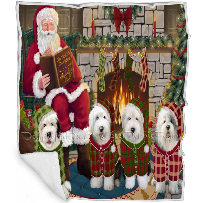 Christmas Cozy Holiday Tails Old English Sheepdogs Blanket BLNKT115671
