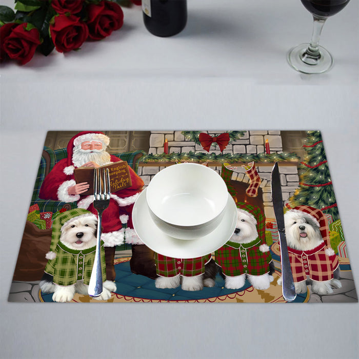 Christmas Cozy Holiday Fire Tails Old English Sheepdogs Placemat