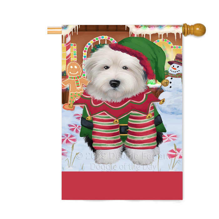 Personalized Gingerbread Candyfest Old English Sheepdog Custom House Flag FLG63889