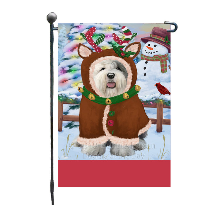 Personalized Gingerbread Candyfest Old English Sheepdog Custom Garden Flag GFLG64107