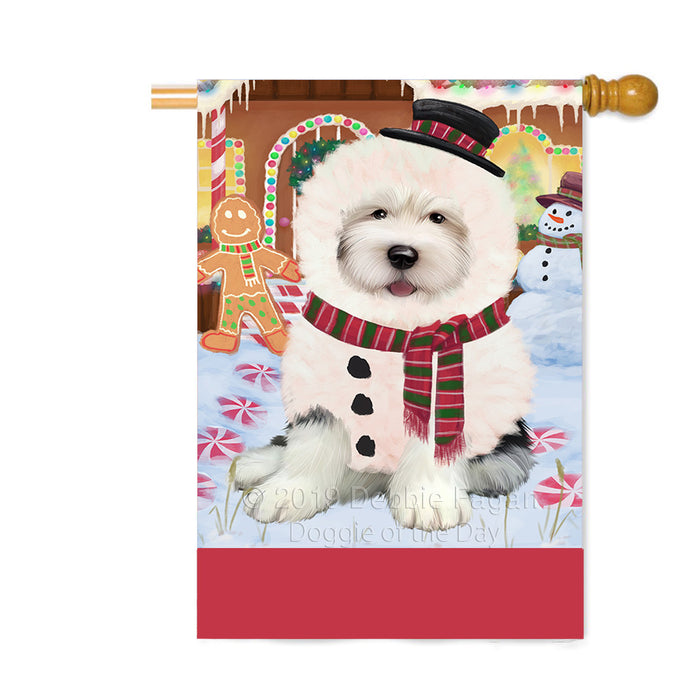 Personalized Gingerbread Candyfest Old English Sheepdog Custom House Flag FLG63892