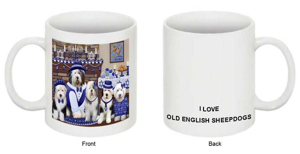 Happy Hanukkah Family Old English Sheepdogs Coffee Mug MUG52671