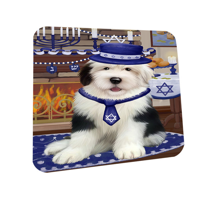 Happy Hanukkah  Old English Sheepdogs Coasters Set of 4 CST57444