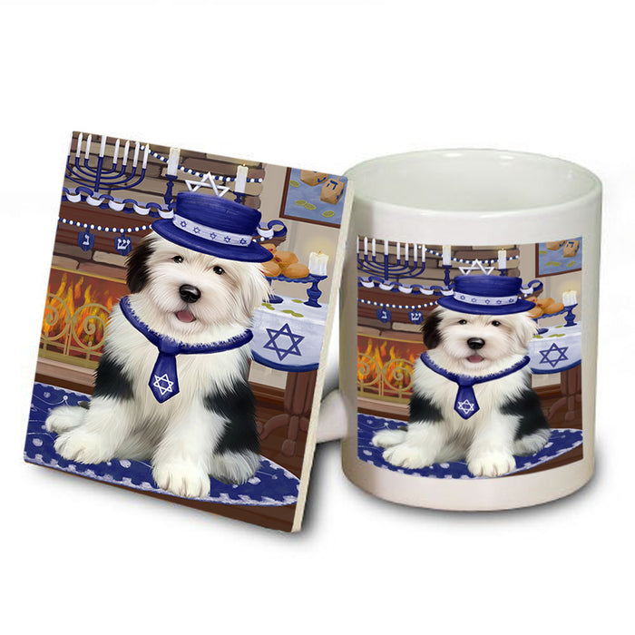 Happy Hanukkah Old English Sheepdogs Mug and Coaster Set MUC57478