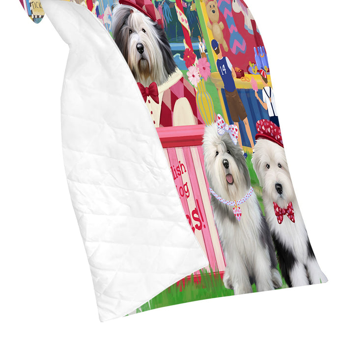 Carnival Kissing Booth Old English Sheepdogs Quilt