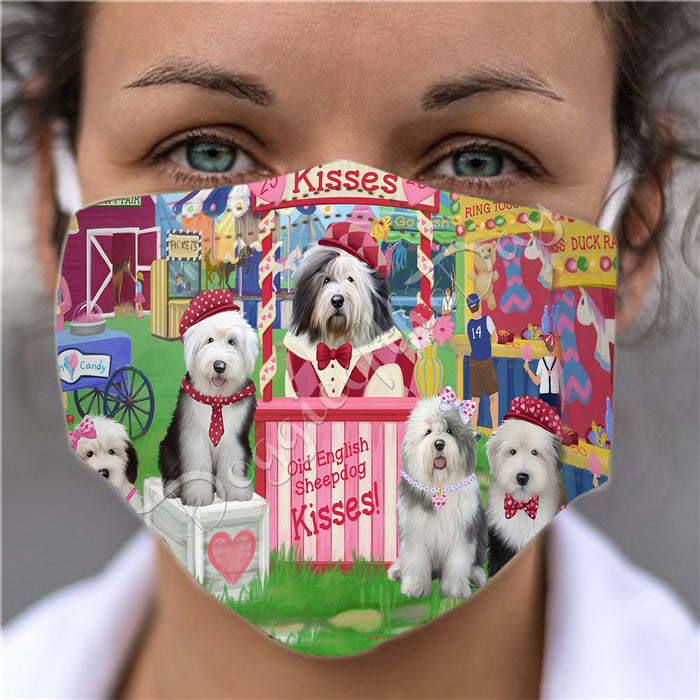 Carnival Kissing Booth Old English Sheepdogs Face Mask FM48064