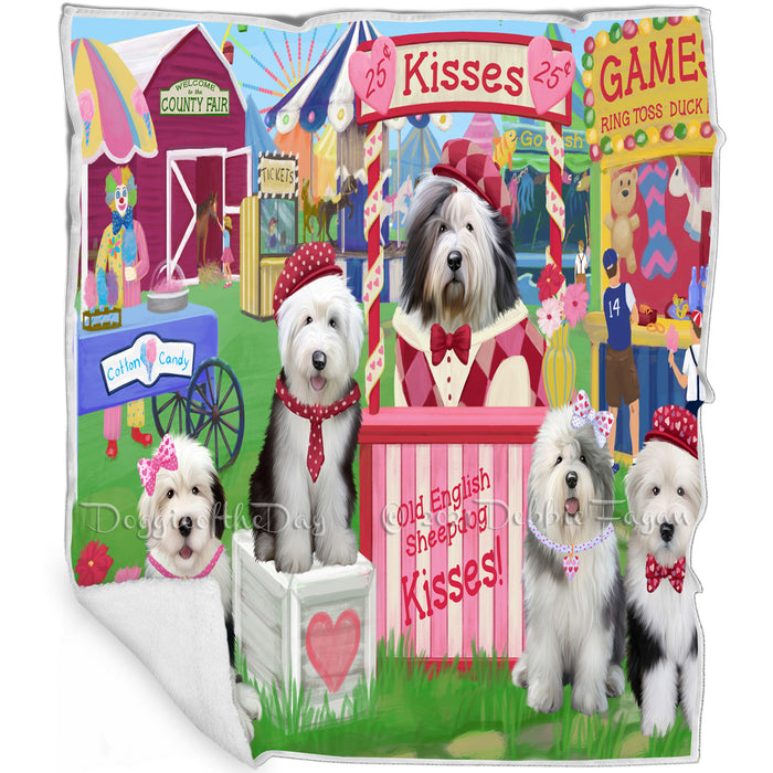 Carnival Kissing Booth Old English Sheepdogs Blanket BLNKT122610
