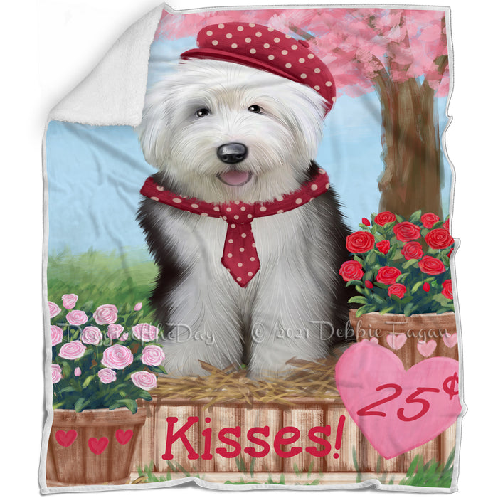 Rosie 25 Cent Kisses Old English Sheepdog Blanket BLNKT123222