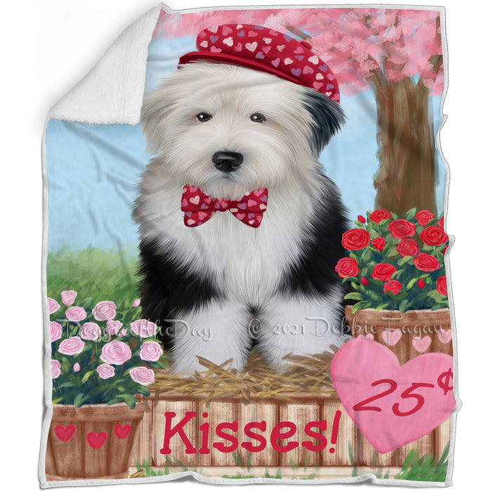 Rosie 25 Cent Kisses Old English Sheepdog Blanket BLNKT123231