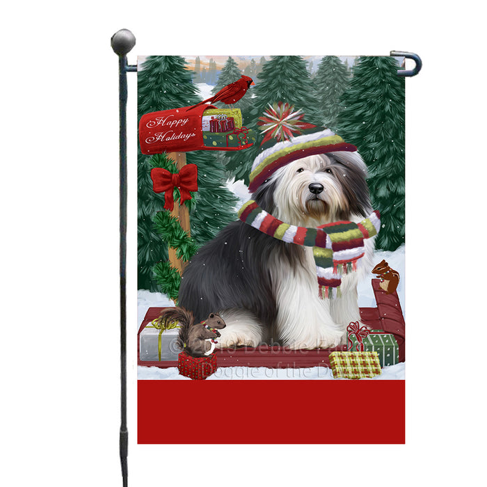 Personalized Merry Christmas Woodland Sled  Old English Sheepdog Custom Garden Flags GFLG-DOTD-A61635