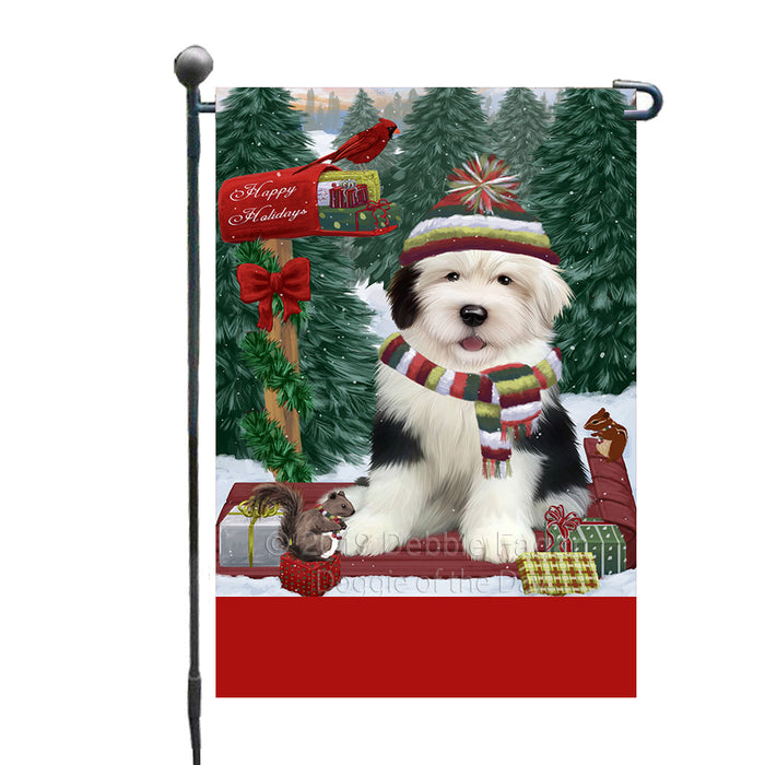 Personalized Merry Christmas Woodland Sled  Old English Sheepdog Custom Garden Flags GFLG-DOTD-A61636