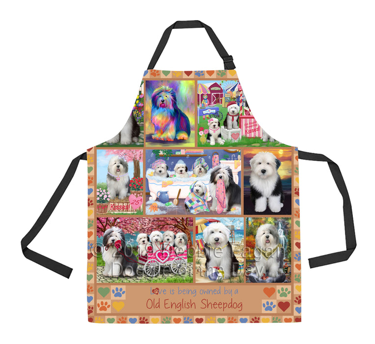 Love is Being Owned Old English Sheepdog Beige Apron