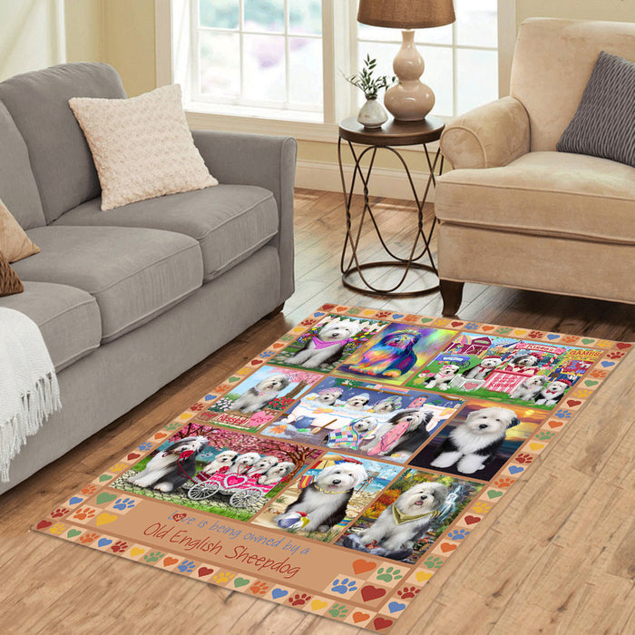 Love is Being Owned Old English Sheepdog Beige Area Rug