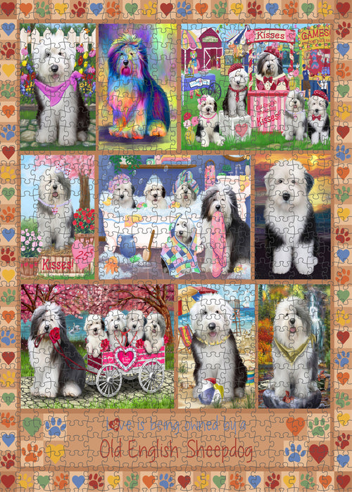 Love is Being Owned Old English Sheepdog Beige Puzzle with Photo Tin PUZL98532