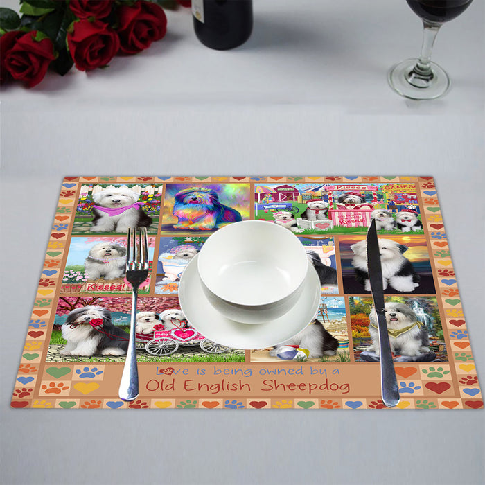 Love is Being Owned Old English Sheepdog Beige Placemat