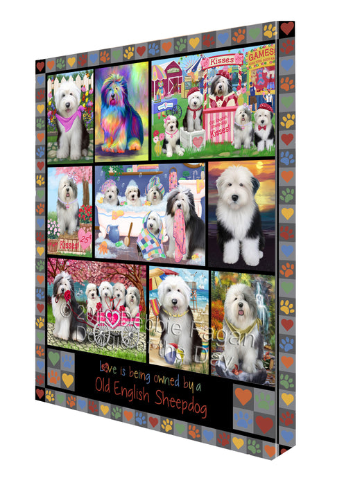 Love is Being Owned Old English Sheepdog Grey Canvas Print Wall Art Décor CVS138275