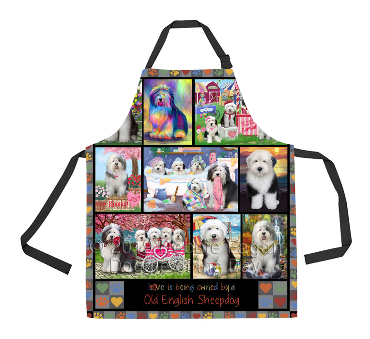 Love is Being Owned Old English Sheepdog Grey Apron