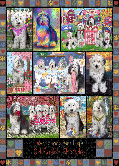 Love is Being Owned Old English Sheepdog Grey Puzzle with Photo Tin PUZL98536