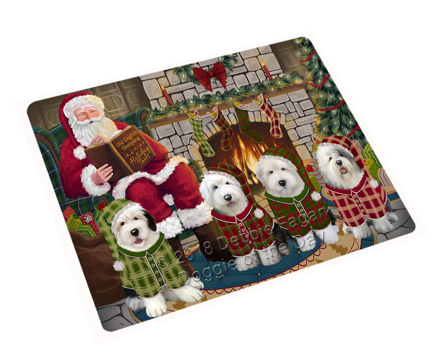 Christmas Cozy Holiday Tails Old English Sheepdogs Magnet MAG70554 (Small 5.5" x 4.25")
