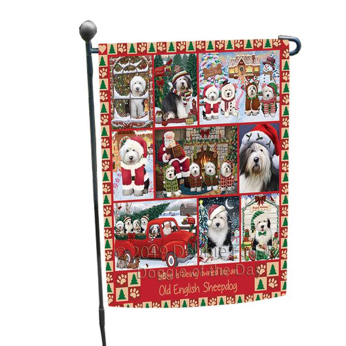 Love is Being Owned Christmas Old English Sheepdogs Garden Flag GFLG65911