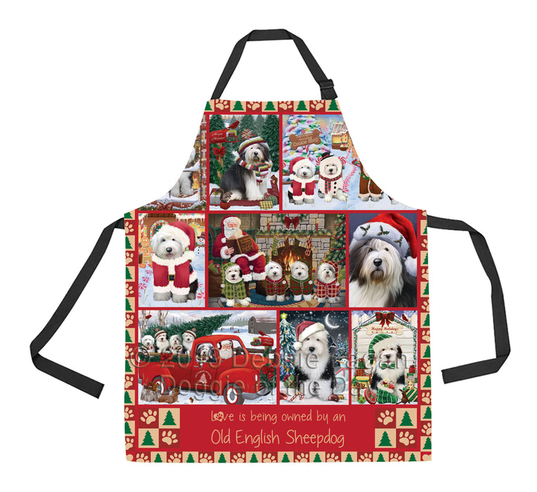 Love is Being Owned Christmas Old English Sheepdogs Apron