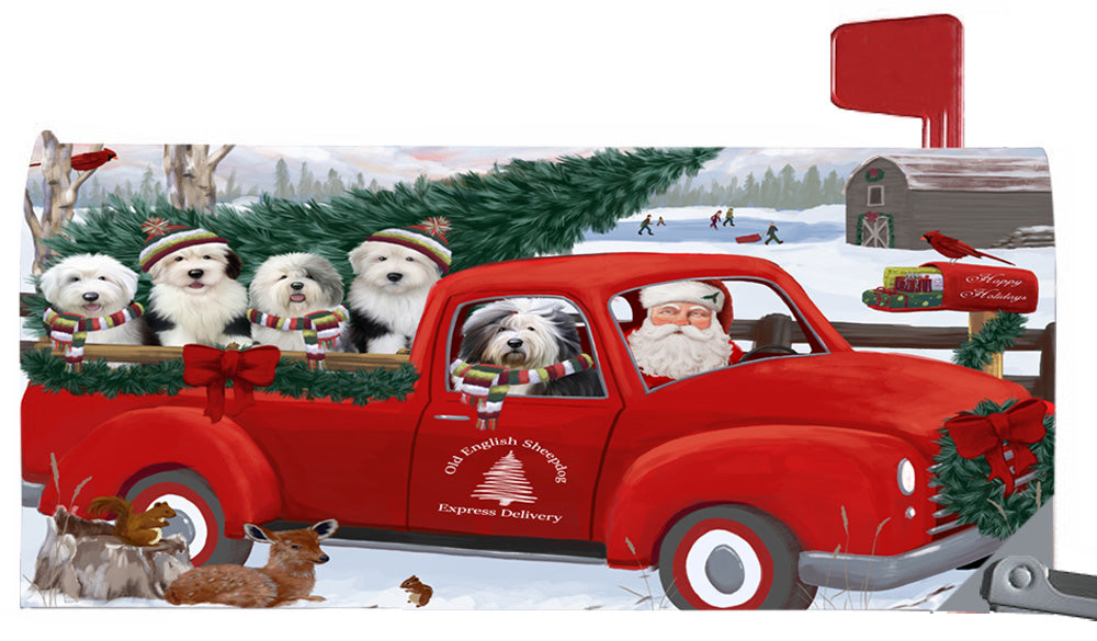 Magnetic Mailbox Cover Christmas Santa Express Delivery Old English Sheepdogs MBC48335