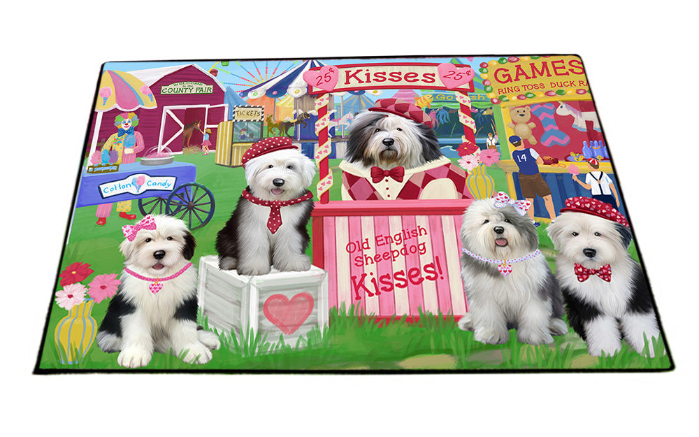 Carnival Kissing Booth Old English Sheepdogs Floormat FLMS52992