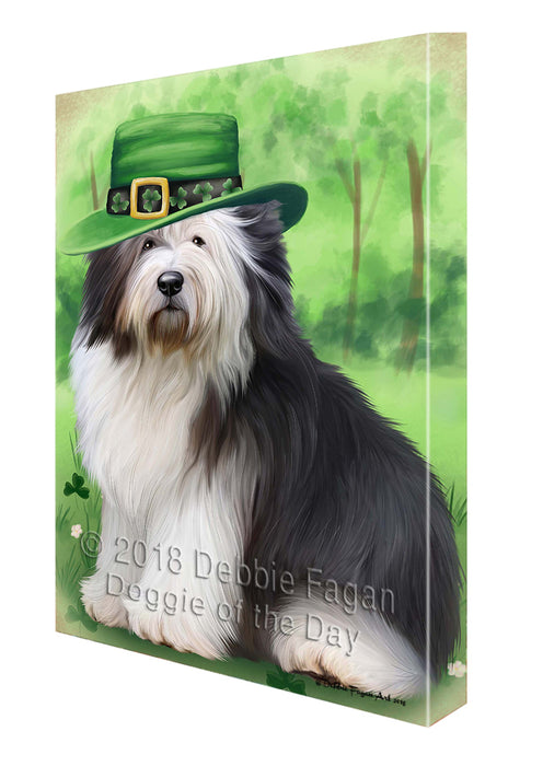 St. Patricks Day Irish Portrait Old English Sheepdog Canvas Wall Art CVS55173