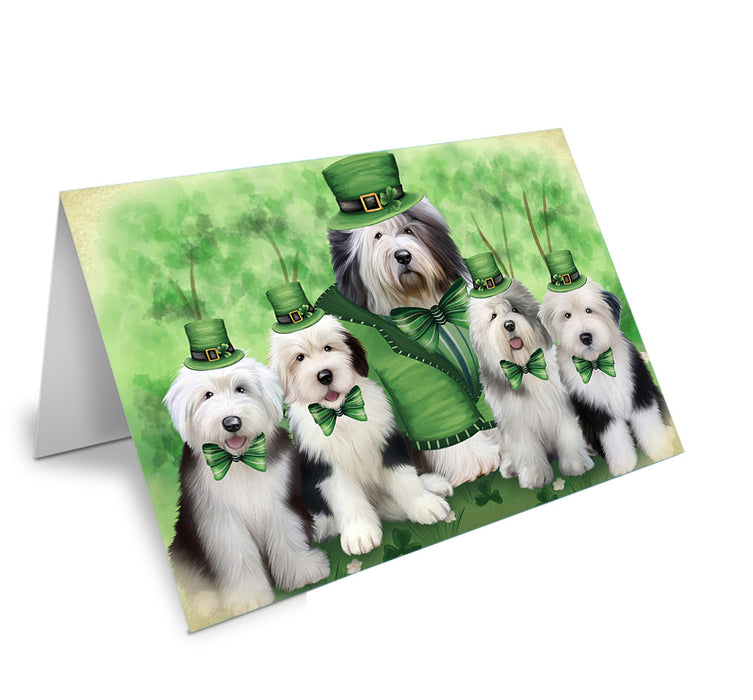St. Patricks Day Irish Portrait Old English Sheepdogs Handmade Artwork Assorted Pets Greeting Cards and Note Cards with Envelopes for All Occasions and Holiday Seasons GCD52028