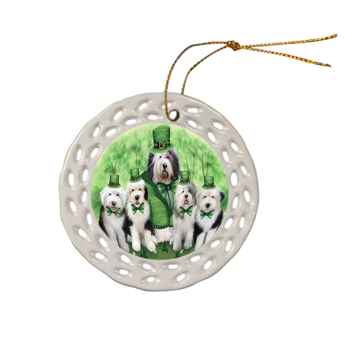 St. Patricks Day Irish Portrait Old English Sheepdogs Ceramic Doily Ornament DPOR49333